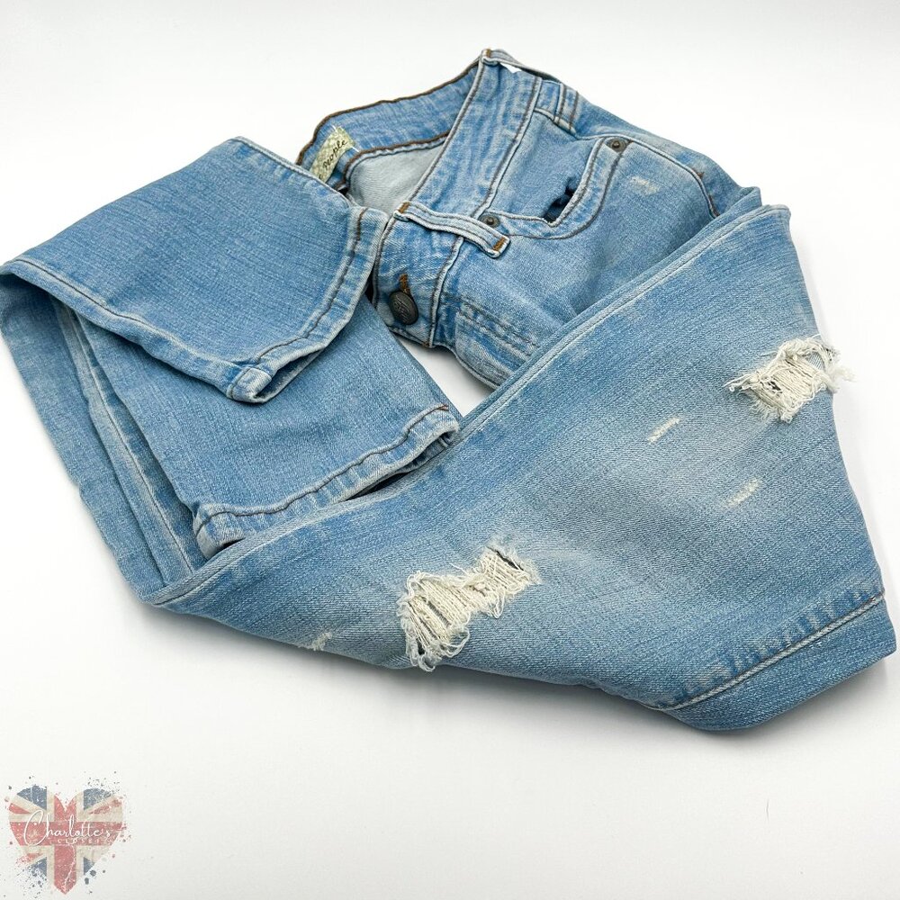 Free People - Skinny Leg Distressed Denim Size 27 Inseam 32"